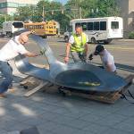 Gallery owner arrested after dropping sculpture of giant drug spoon at opioid manufacturer’s office