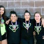 Team Evolution medal winners, from left, McKenzie Salazar, Tyara Straka, Mataya Straka and Karlee Freeman. (Photo courtesy of Team Evolution Athletics)