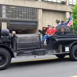 LOUIS KRAUSS | THE DAILY WORLD The scorched firetruck recovered from the Aberdeen Museum of History that burned down recently was driven through the Founders Day Parade on Saturday.