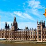 A rendering of the proposed blimp, flying over Parliament. (Trump Baby via Crowd Funder)