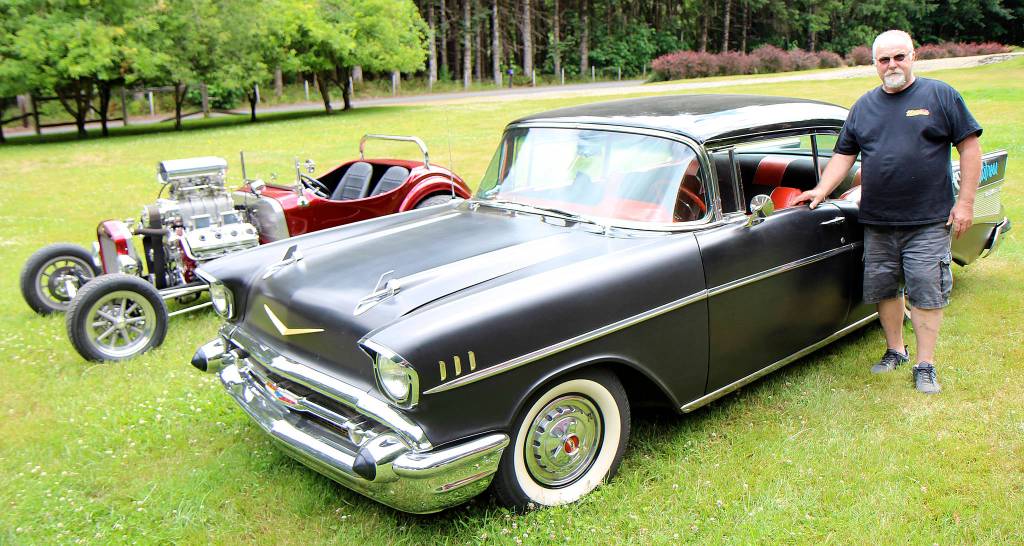 DAN HAMMOCK | THE DAILY WORLD                                Bruce Jones of Montesano bought this 1957 black Chevrolet hardtop for $20 when he was 15. Hes been winning awards for it at car shows since he started the circuit in the early 1970s.
