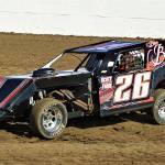 Scott Miller guides his modified race car to a feature-race victory on Saturday at Grays Harbor Raceway. (Photo by AR Racing Videos)
