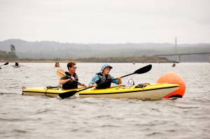 (Courtesy Jon Harwood) Kayakers race in the annual Elk River Challenge near Bradys Oysters in Westport. Any type of hand or foot-powered boat is allowed to compete.
