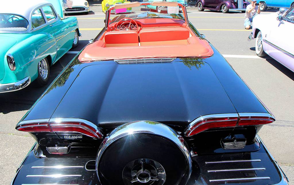 DAN HAMMOCK | THE DAILY WORLD                                There were a lot of eye-catching cars at the Midnight Cruizers car show Saturday in Aberdeen. One of them was this 1958 Edsel Citation convertible, owned by Ray and Ann Kimbel of Shelton. Ray said the car has been family owned since it was bought brand new from the old Bob Snead dealership in Olympia.