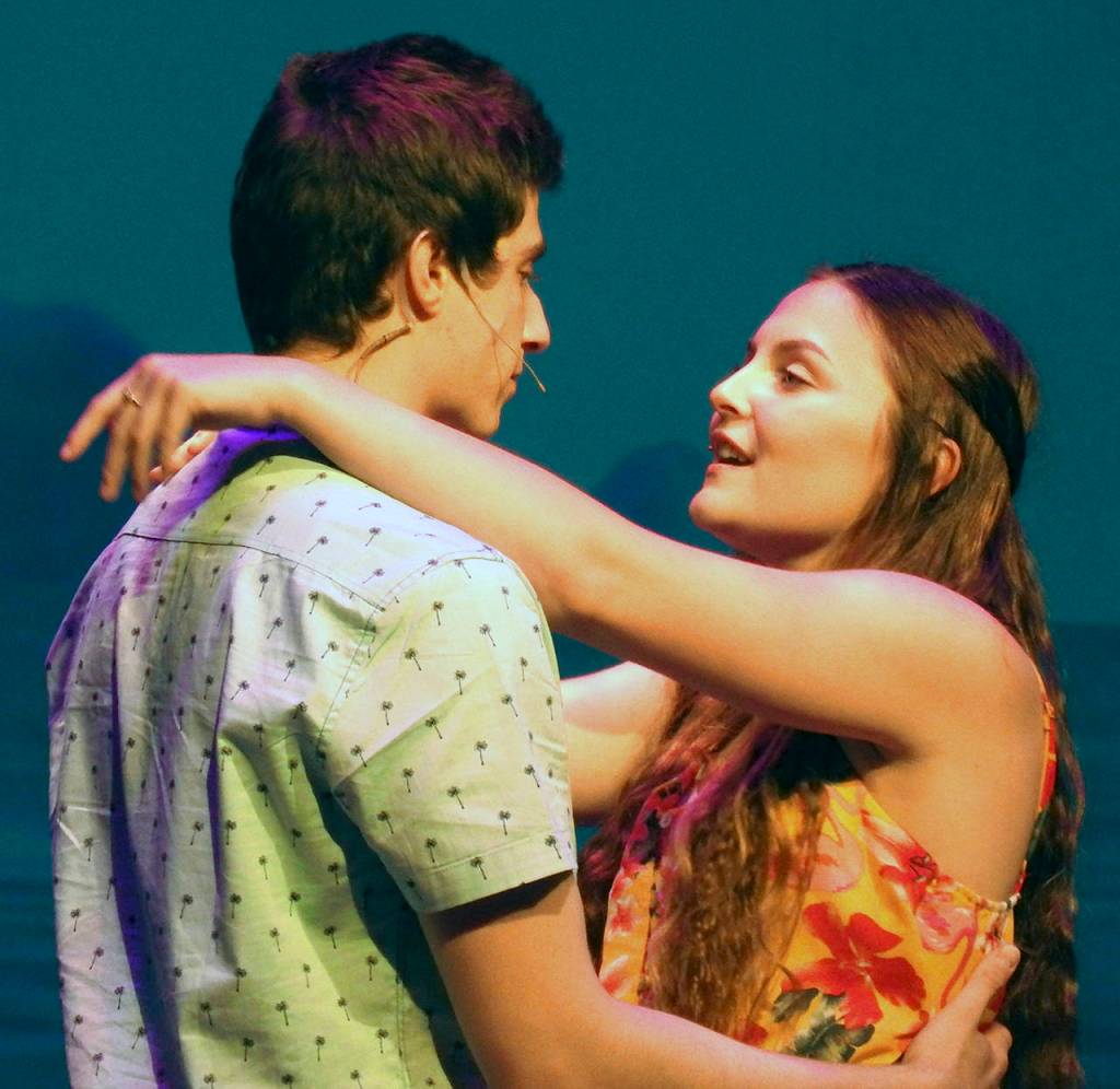 (Kat Bryant | The Daily World) Sophie (Miera Odell) has a moment with her fiance, Sky (Casey Bronson).