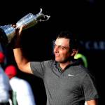 Italys Francesco Molinari with the Claret Jug after winning The Open Championship 2018 at Carnoustie Golf Links on Sunday, July 22, 2018 in Carnoustie, Scotland. (Jane Barlow/PA Wire/Zuma Press/TNS)