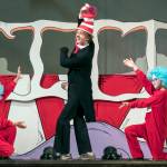(Katherine Fowler) The Cat in the Hat (Christian Gleason) is flanked by Thing 1 (Isabel Coverdale, right) and Thing 2 (Avah Morris).