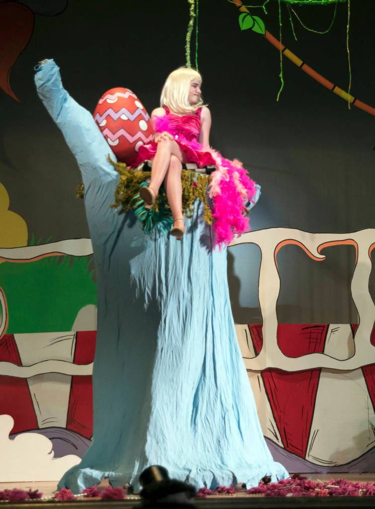 (Katherine Fowler) Mayzie La Bird (Joie Haviland) with her egg.