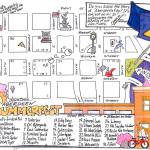 Courtesy image                                This colorful map, drawn by Lori Carossino, pinpoints the 30 downtown businesses participating in the Summerfest scavenger hunt.