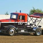 Tom Rayton drives his big rig to victory in the Rolling Thunder Big Rigs race at Grays Harbor Raceway on Saturday. (Photo by AR Racing Videos)