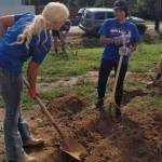 (Courtesy photo) Miss Grays Harbor Kuinn Karaffa, left, a Habitat for Humanity board member, works with Alyssa Peguero, a member of the Bike & Build group.