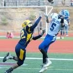 Aberdeens Morgun Murrow defends a pass thrown to Elmas Tysen Richardson at the Montesano Jamboree on Friday, Aug. 24. (Hasani Grayson | The Daily World)