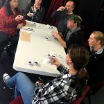 (Kat Bryant | Grays Harbor News Group) Six adults entered the cranberry eating contest: clockwise from top left, Jackie Diles, Hana Tweed, Richard Johnston, Jesse Diles, Kat Reynolds and Michelle Corey. Johnston and Corey tied in the first round and again in the second, so they were both declared winners.