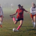 Ocostas Kennedy Merino scores on her shot from inside the box in the 64th minute against Napavie. Merino scored twice in Ocostas 6-0 victory on Monday. (Hasani Grayson | Grays Harbor News Group)