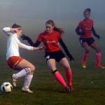 Ocostas Mercedes Denny works to take the ball away from a Napavine midfielder on Monday. (Hasani Grayson | Grays Harbor News Group)