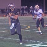 Montesanos Sahydon Farmer heads downfield after picking off a pass on a fake punt in the second quarter against Columbia White Salmon. Monte won the game 32-7 to earn a spot in the state tournament. (Hasani Grayson | Grays Harbor Newsgroup)