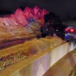 Courtesy of the Aberdeen Police Department                                This car crashed into the Breaker statue on Simpson Avenue in Aberdeen on Friday night.