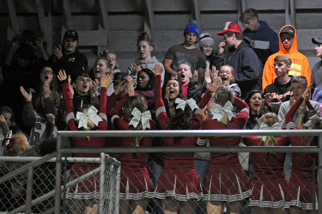 Hoquiam Grizzlies fans and student body cheer on the Grizzlies during the 1A State Football Quarterfinal game against Lynden Christian on on Saturday. (Ryan Sparks | Grays Harbor News Group)