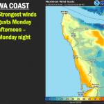 (National Weather Service) This map shows where some areas of Washingtons coast could experience winds of anywhere up to 60 miles per hour this evening.