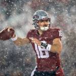 Washington State quarterback Gardner Minshew throws a pass aginst Washington on Nov. 23. Minshew was one of two Cougars invited to the upcoming Reeses Senior Bowl in Mobile, Alabama. (Dean Rutz/Seattle Times/TNS)