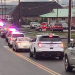 Law enforcement vehicles from across Grays Harbor County filled with kids head to Walmart from breakfast at Aberdeen High School Saturday morning for the 2018 Shop with a Cop event.