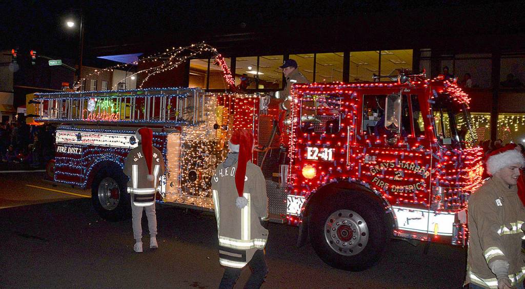 DAN HAMMOCK | GRAYS HARBOR NEWS GROUP                                Grays Harbor Fire District 2 lit up the Festival of Lights parade Saturday evening.