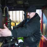 Jared Wenzelburger | The Chronicle                                 Steven Butler, Chief Mechanical Officer of the Mount Rainier Railroad, talks about the operations of the steam trains used in the annual Polar Express trips from Elbe.