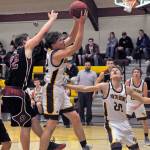 South Bends Drew Rose grabs a rebound in the second quarter of a game against Ocosta on Wednesday. Rose posted 19 points and grabbed 11 rebounds in the 54-50 loss. (Hasani Grayson | Grays Harbor News Group)