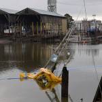 (Louis Krauss | Grays Harbor News Group) The Washington State Department of Ecology responded to a boat that sank on the Hoquiam River on Christmas morning and leaked oil. This is a different boat that previously sank. The one that sank on Christmas is fully submerged.