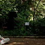 Geraldina Rome, 29, meditates at the Audiorama in Mexico City.