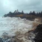 (COURTESY OF CONNIE ALLEN) North Cove was pounded by surf during a major storm Dec. 20, but the cobble piled up as part of the Wash Away No More campaign to protect the rapidly eroding shoreline appeared to do its job, keeping the loss of land to a minimum. Fundraising and rock placement continue in that effort to preserve the shoreline.