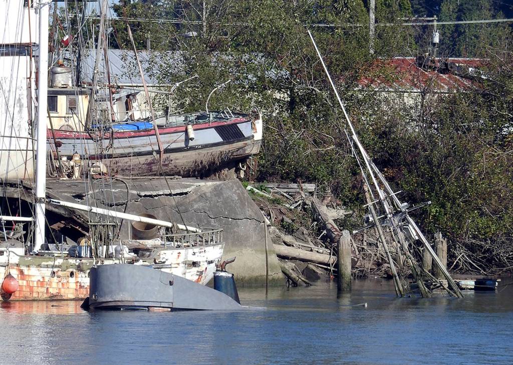 Kat Bryant | Grays Harbor News Group                                The owner of 220 Monroe St., where four boats sank in the Hoquiam River in 2018 (adding to three others since July 2017), has been cited numerous times for city code violations, including the presence of junk boats and cars and operating a business without a license. Salvage and cleanup of the sunken vessels remain up in the air as the owner and various government agencies squabble over responsibility.