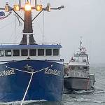 COURTESY COAST GUARD STATION CAPE DISAPPOINTMENT Several crews from the US Coast Guard teamed to tow a fishing vessel through high winds and rough seas after it went adrift Thursday evening.