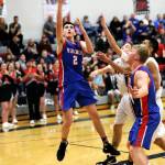 Willapa Valleys Logan Walker puts up a shot during Fridays game against Raymond at Raymond High School. (Photo by Larry Bale)