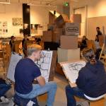 Louis Krauss | Grays Harbor News Group                                Students draw a stack of boxes during a class at Grays Harbor College last week.