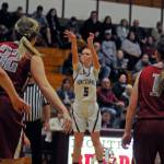 Montesano guard Glory Grubb puts up a shot during Thursdays game against Hoquiam. Grubb scored eight points, six of those coming off two 3-pointers in the fourth quarter to help the Bulldogs pull away. (Ryan Sparks | Grays Harbor News Group)