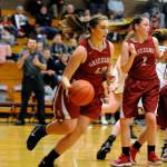 Hoquiams Rylee Vonhof dribbles out of pressure during the first half of Thursdays game in Montesano. Vonhof scored a game-high 22 points and grabbed 12 rebounds for the Grizzlies. (Ryan Sparks | Grays Harbor News Group)