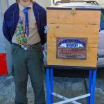 Photo courtesy Debra Rathbone                                James Russo of Troop 100 delivers his Eagle Scout project to the Hoquiam VFW.
