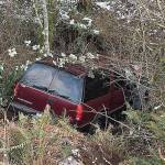 COURTESY WASHINGTON STATE PATROL                                An SUV hit a guardrail and sheared off a power pole on eastbound Highway 12 near Pioneer Road in Central Park Tuesday afternoon before coming to a rest against a tree some 80 yards off the road. More than 7,000 PUD customers lost power as a result.