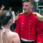 Photo by Patty Sundstrom                                Prince Charming (Payton Quintanilla) greets Cinderella (Susanna Watkins) at the ball.