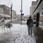 (Louis Krauss | Grays Harbor News Group) Chad Otto walks through downtown Aberdeen in the snow.