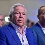 New England Patriots owner Robert Kraft has been accused of soliciting sex, police say. Kraft is being charged with two counts of soliciting someone to commit prostitution, stemming from a raid in a day spa in Florida, police said Friday. PICTURED: New England Patriots owner Robert Kraft listens to NFL Commissioner Roger Goodell speak to the media over various topics in the league leading up to Super Bowl LIII at the Georgia World Congress Center on January 30, 2019, in Atlanta, GA. (Austin Mcafee/Icon SMI via ZUMA Press)