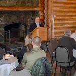 DAN HAMMOCK | GRAYS HARBOR NEWS GROUP                                Greater Grays Harbor Inc. CEO Dru Garson talks economic development at the regional chamber of commerces annual business forum lunch at the Rotary Log Pavilion in Aberdeen on Tuesday.