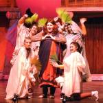 (Kat Bryant | Grays Harbor News Group) Marcus Lycus (played by McKenna Hansen) is attended by the eunuchs.