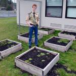 (Photo courtesy Erwin family) Jared Erwin built six raised garden beds for Central Park Elementary School in Aberdeen, which the kindergarten class uses as part of its science curriculum.