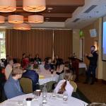 Louis Krauss | Grays Harbor News Group                                Gabe Kaemingk discusses the state Department of Natural Resources efforts to work with oyster growers to control burrowing shrimp at a conference in Union on Monday.