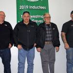 Photo by Randy Beerbower Elma Auto Raceway 2019 Hall of Fame inductees (from left) Tom Sweatman, Don Slim Erickson, Bob Beerbower and Rick Greves pose for a photo on March 9. Not pictured: Martin Hinderlie.
