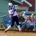 PWVs Olivia Matlock smacks a base hit during Saturdays doubleheader against the Raymond Seagulls in Raymond. (Ryan Sparks | Grays Harbor News Group)
