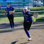 Elmas Destry Dineen flips the ball out of her glove to first basemen Jalyn Whipple to record the third out of the second inning on Monday against Ocosta. (Hasani Grayson | Grays Harbor News Group)
