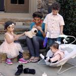 Emily Haney | Atlanta Journal-Constitution                                 Debra Shigley plays with her children in their backyard in Atlanta.